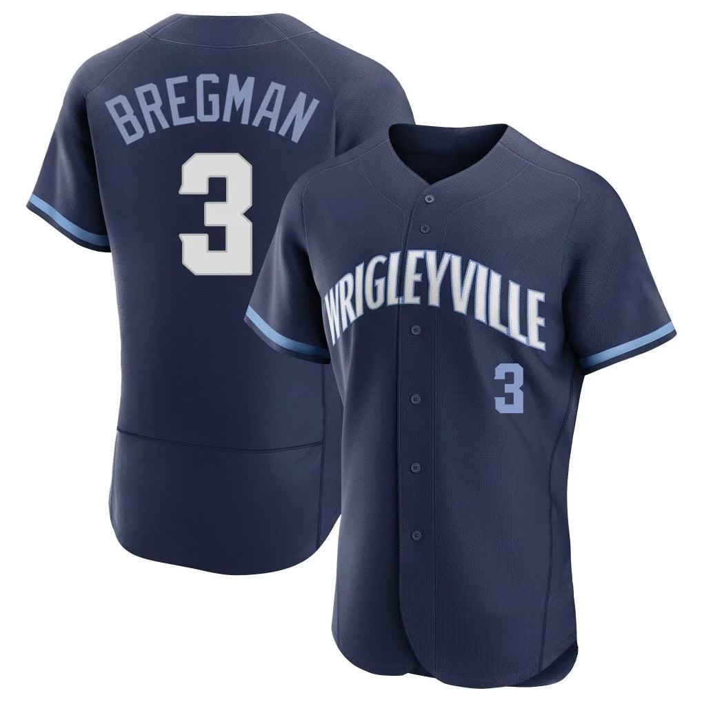 Johmsee C.Cubs #3 Alex Bregman Navy City Connect Limited Elite Home Stitched Jerseys