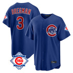 Johmsee C.Cubs #3 Alex Bregman Royal 150th Anniversary Home Game Stitched Jerseys