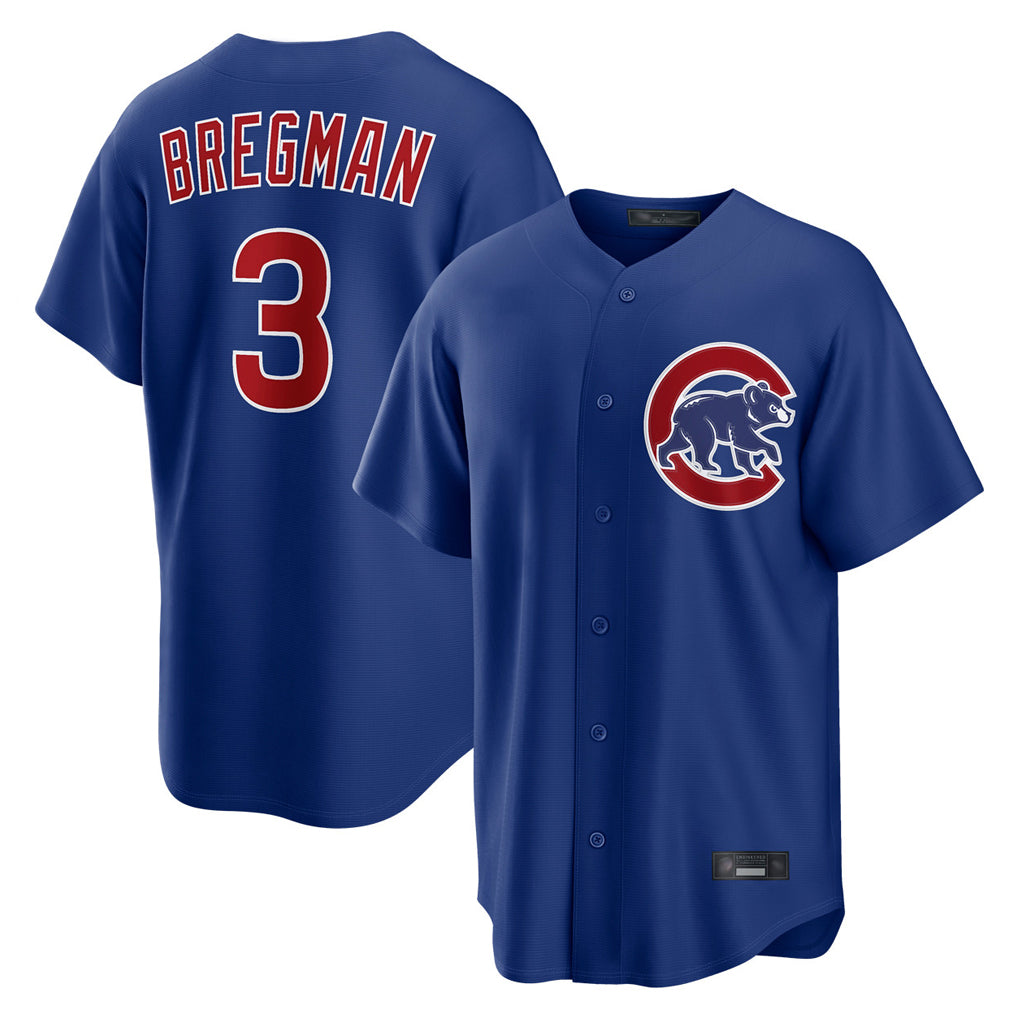 Johmsee C.Cubs #3 Alex Bregman Royal Home Game Stitched Jerseys