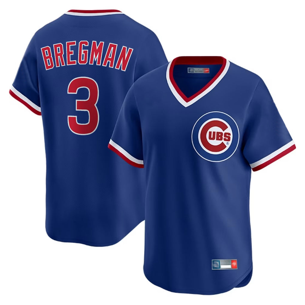 Johmsee C.Cubs #3 Alex Bregman Royal T-shirt Cooperstown Collection Limited Stitched Jerseys