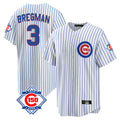 Johmsee C.Cubs #3 Alex Bregman White 150th Anniversary Home Game Stitched Jerseys