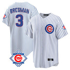 Johmsee C.Cubs #3 Alex Bregman White 150th Anniversary Home Game Stitched Jerseys