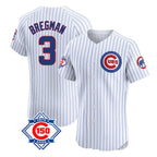 Johmsee C.Cubs #3 Alex Bregman White 150th Anniversary Limited Elite Home Game Stitched Jerseys
