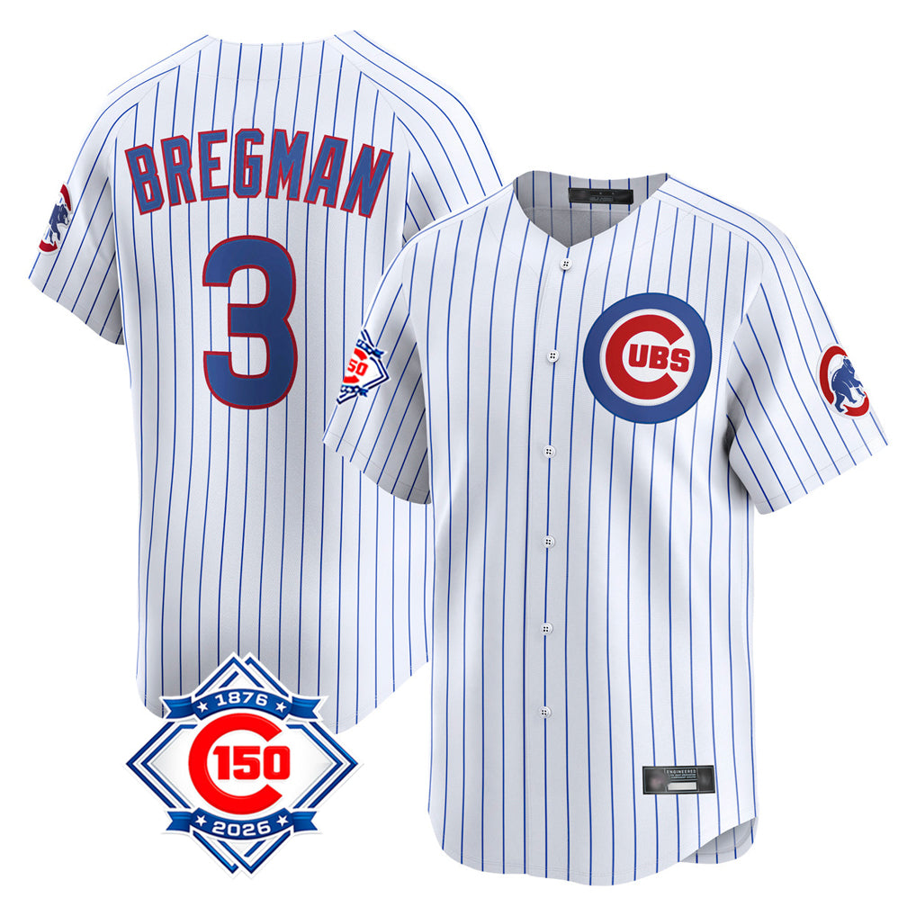 Johmsee C.Cubs #3 Alex Bregman White Game Home Stitched Jerseys