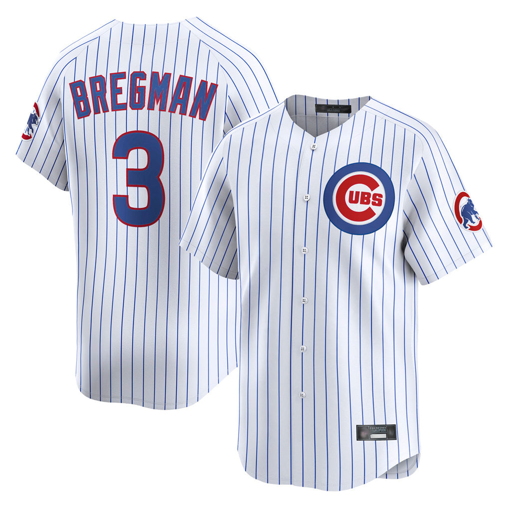 Johmsee C.Cubs #3 Alex Bregman White Limited Home Game Stitched Jerseys