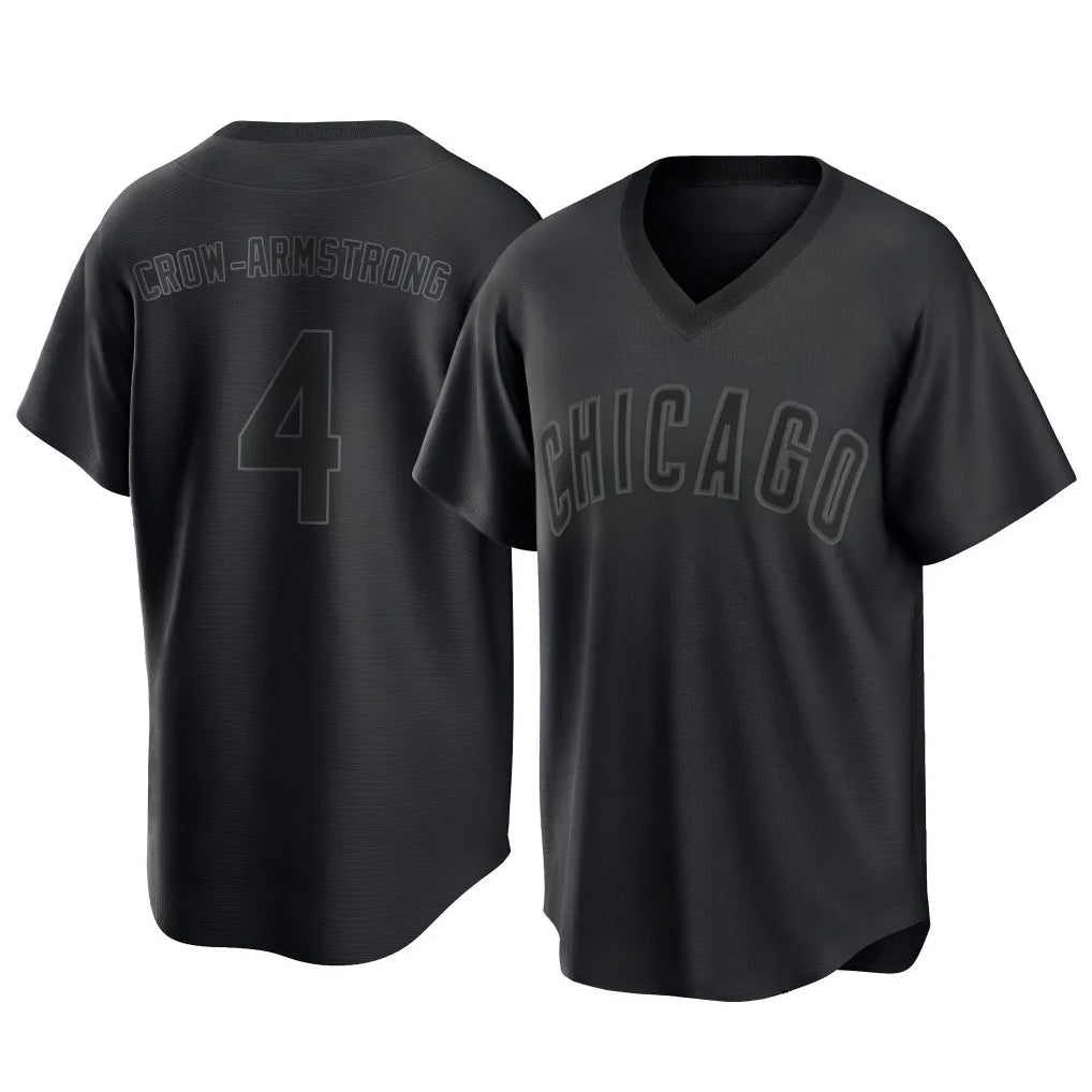 Johmsee C.Cubs #4 Pete Crow-Armstrong Player Black T-shirt Home Game Stitched Jerseys