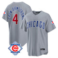 Johmsee C.Cubs #4 Pete Crow-Armstrong Player Gray 150th Anniversary Home Game Stitched Jerseys