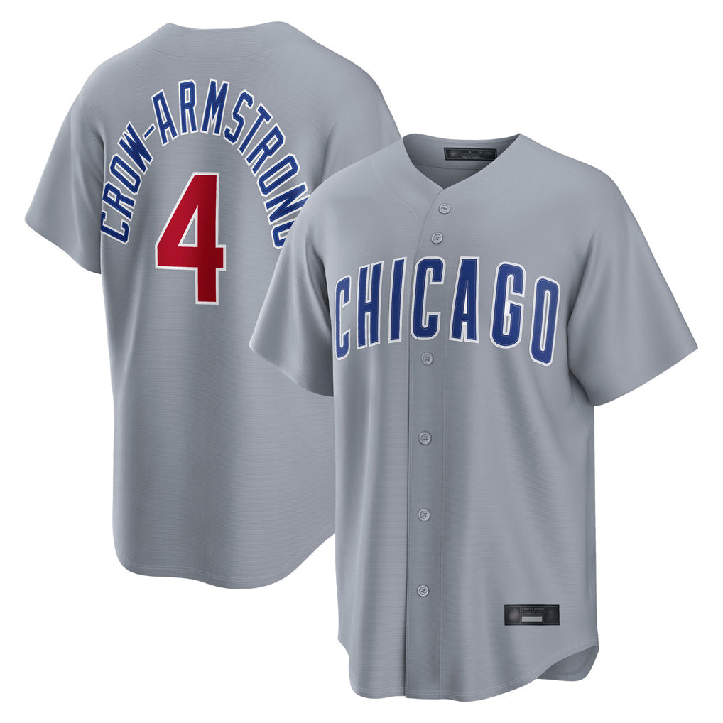 Johmsee C.Cubs #4 Pete Crow-Armstrong Player Gray Home Game Stitched Jerseys