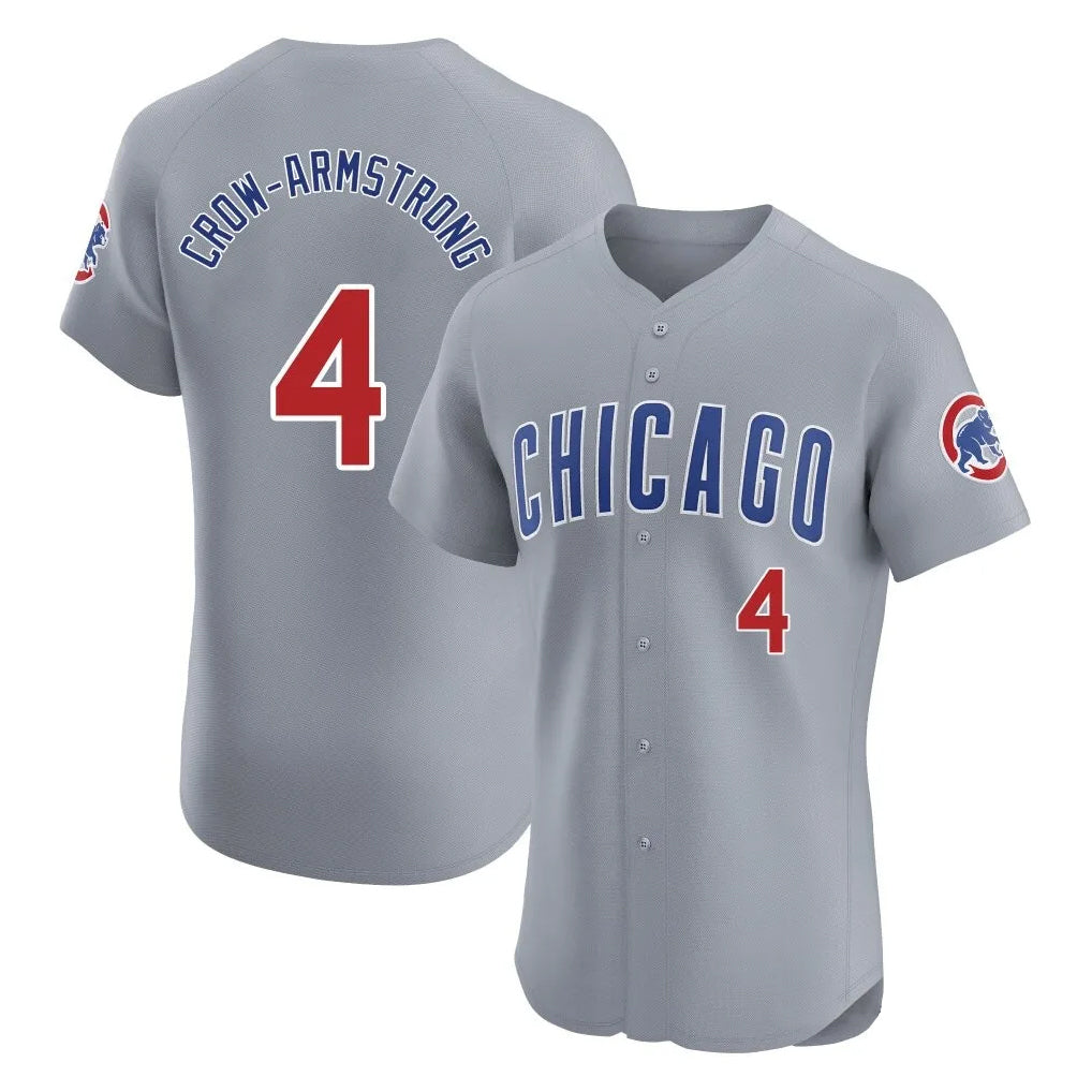 Johmsee C.Cubs #4 Pete Crow-Armstrong Player Gray Road Limited Elite Home Stitched Jerseys