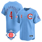 Johmsee C.Cubs #4 Pete Crow-Armstrong Player Light Blue 150th Anniversary Limited Home Stitched Jerseys