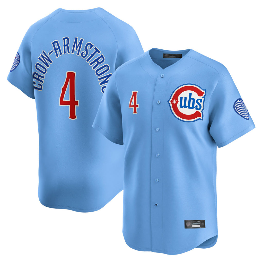 Johmsee C.Cubs #4 Pete Crow-Armstrong Player Light Blue Limited Home Stitched Jerseys