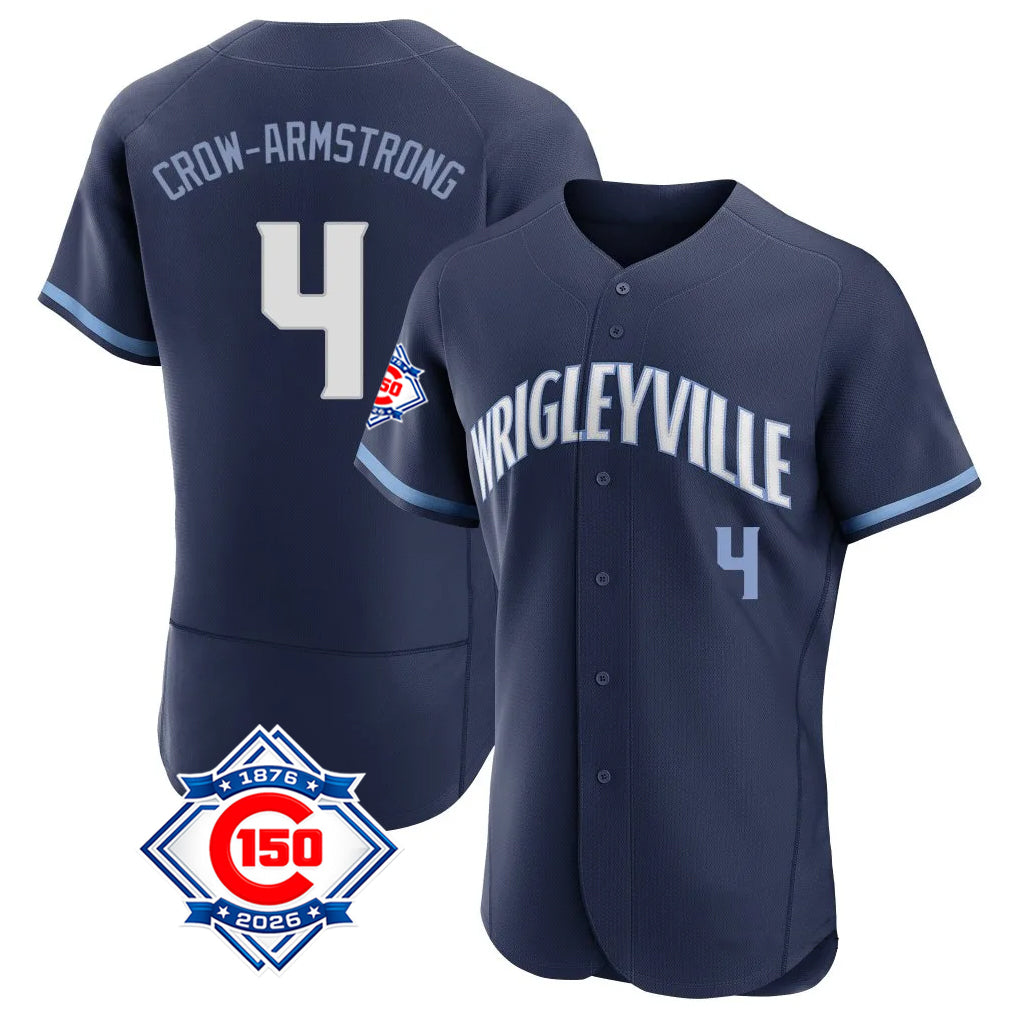 Johmsee C.Cubs #4 Pete Crow-Armstrong Player Navy City Connect 150th Anniversary Limited Elite Home Stitched Jerseys
