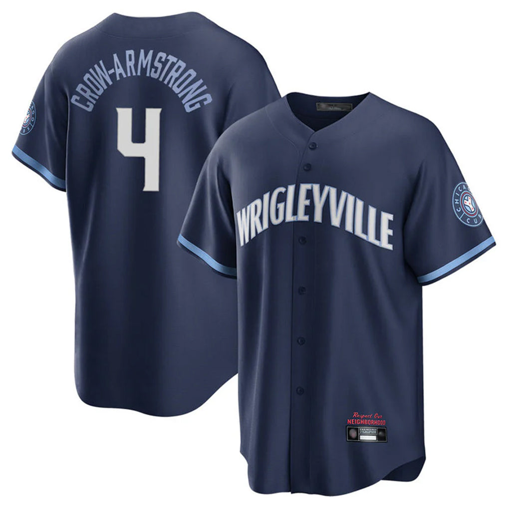 Johmsee C.Cubs #4 Pete Crow-Armstrong Player Navy City Connect Home Game Stitched Jerseys