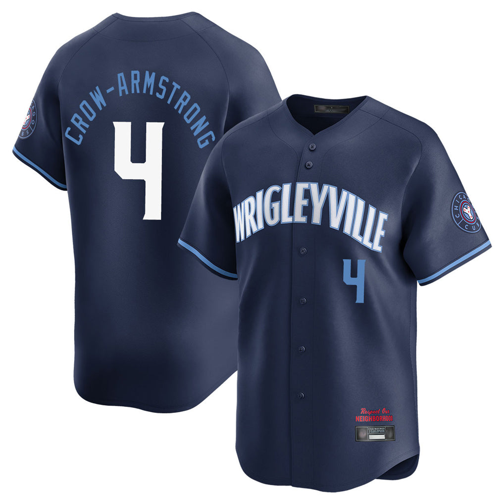 Johmsee C.Cubs #4 Pete Crow-Armstrong Player Navy City Connect Limited Home Stitched Jerseys