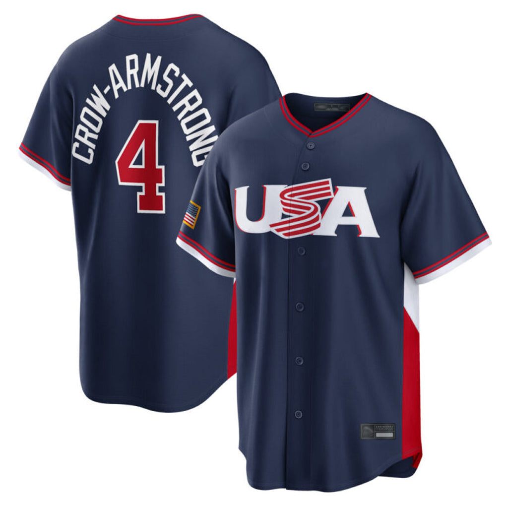 Johmsee C.Cubs #4 Pete Crow-Armstrong Player Navy USA 2026 World Classic Home Limited Stitched Jerseys