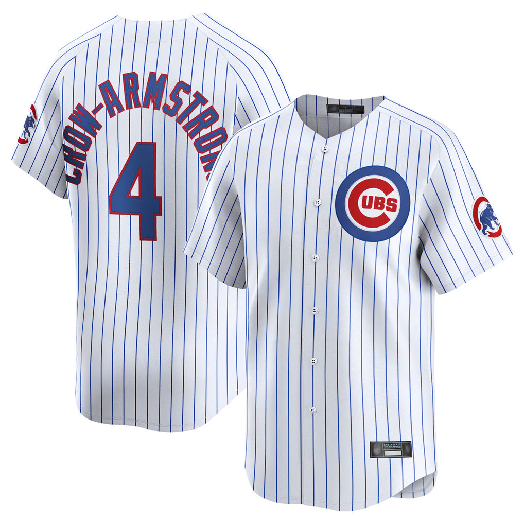 Johmsee C.Cubs #4 Pete Crow-Armstrong Player White Limited Home Game Stitched Jerseys