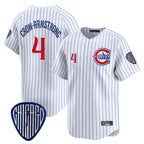Johmsee C.Cubs #4 Pete Crow-Armstrong Player White Pinstripe Vapor Premier Limited Home Stitched Jerseys