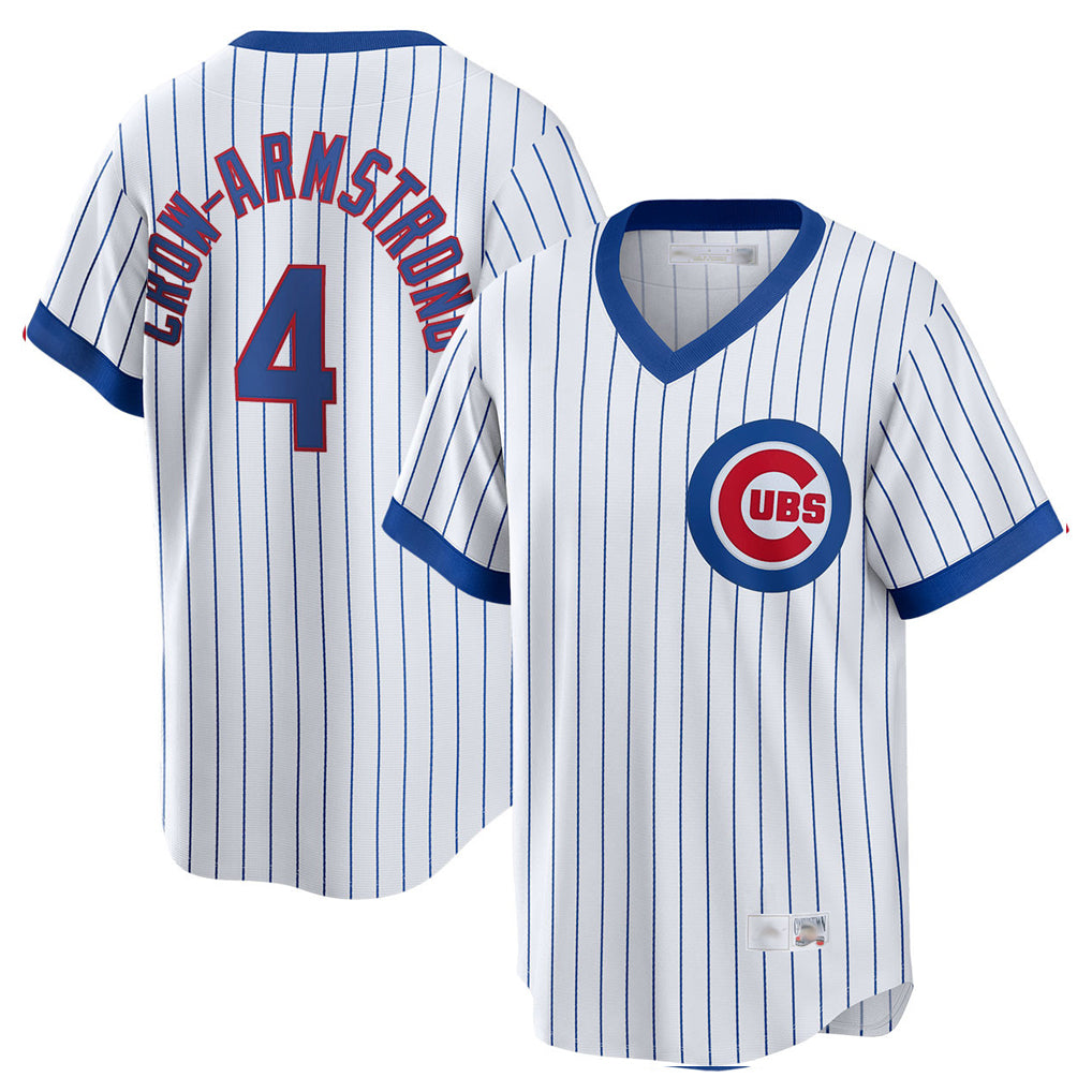 Johmsee C.Cubs #4 Pete Crow-Armstrong Player White T-shirt Cooperstown Collection Limited Stitched Jerseys