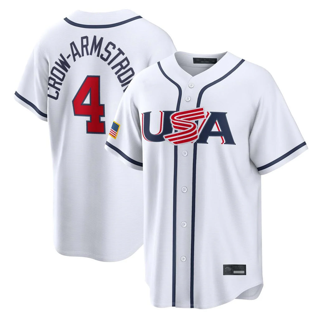 Johmsee C.Cubs #4 Pete Crow-Armstrong Player White USA 2026 World Classic Home Limited Stitched Jerseys