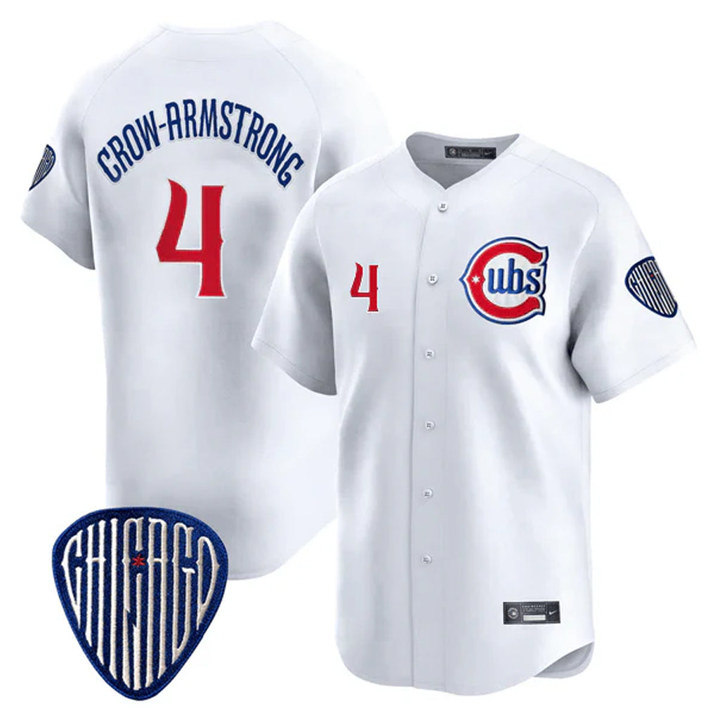 Johmsee C.Cubs #4 Pete Crow-Armstrong Player White Vapor Premier Limited Home Stitched Jerseys