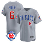 Johmsee C.Cubs #6 Matt Shaw Player Gray Road 150th Anniversary Limited Home Stitched Jerseys