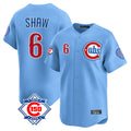 Johmsee C.Cubs #6 Matt Shaw Player Light Blue 150th Anniversary Limited Home Stitched Jerseys
