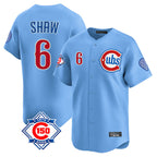 Johmsee C.Cubs #6 Matt Shaw Player Light Blue 150th Anniversary Limited Home Stitched Jerseys