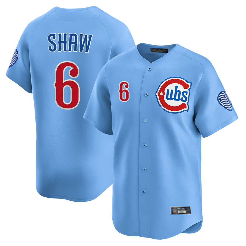 Johmsee C.Cubs #6 Matt Shaw Player Light Blue Limited Home Stitched Jerseys