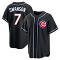 Johmsee C.Cubs #7 Dansby Swanson Player Black Fashion Out Game Stitched Jerseys