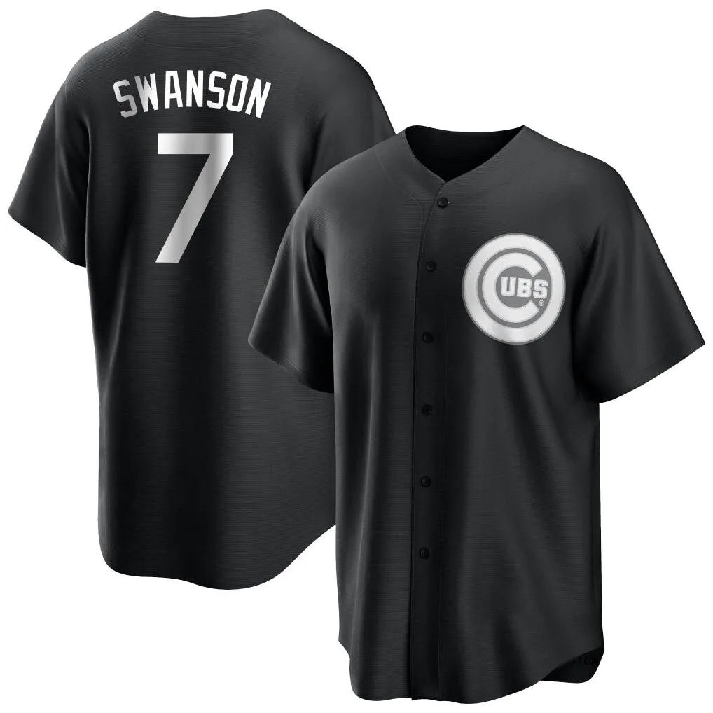 Johmsee C.Cubs #7 Dansby Swanson Player Black Game Stitched Jerseys