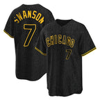 Johmsee C.Cubs #7 Dansby Swanson Player Black Snake Skin City Game Stitched Jerseys