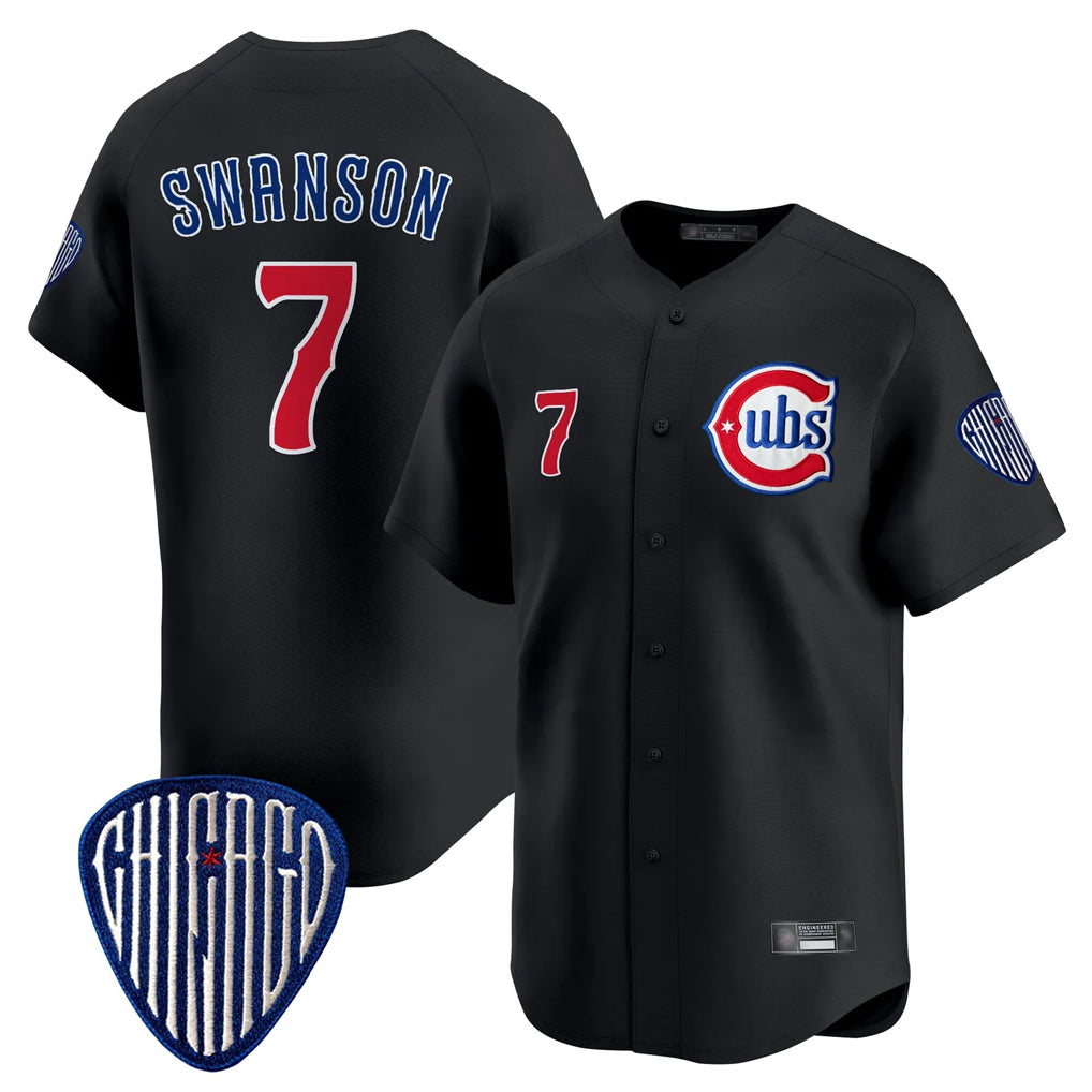 Johmsee C.Cubs #7 Dansby Swanson Player Black Vapor Premier Limited Home Stitched Jerseys