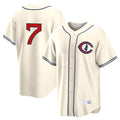 Johmsee C.Cubs #7 Dansby Swanson Player Cream Field of Dreams Home Game Stitched Jerseys
