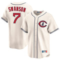 Johmsee C.Cubs #7 Dansby Swanson Player Cream Field of Dreams Limited Home Game Stitched Jerseys