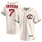Johmsee C.Cubs #7 Dansby Swanson Player Cream Field of Dreams Limited Home Game Stitched Jerseys
