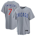 Johmsee C.Cubs #7 Dansby Swanson Player Gray Home Game Stitched Jerseys