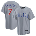 Johmsee C.Cubs #7 Dansby Swanson Player Gray Home Game Stitched Jerseys