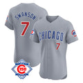 Johmsee C.Cubs #7 Dansby Swanson Player Gray Road 150th Anniversary Limited Elite Home Stitched Jerseys