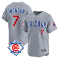 Johmsee C.Cubs #7 Dansby Swanson Player Gray Road 150th Anniversary Limited Home Stitched Jerseys