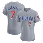Johmsee C.Cubs #7 Dansby Swanson Player Gray Road Limited Elite Home Stitched Jerseys