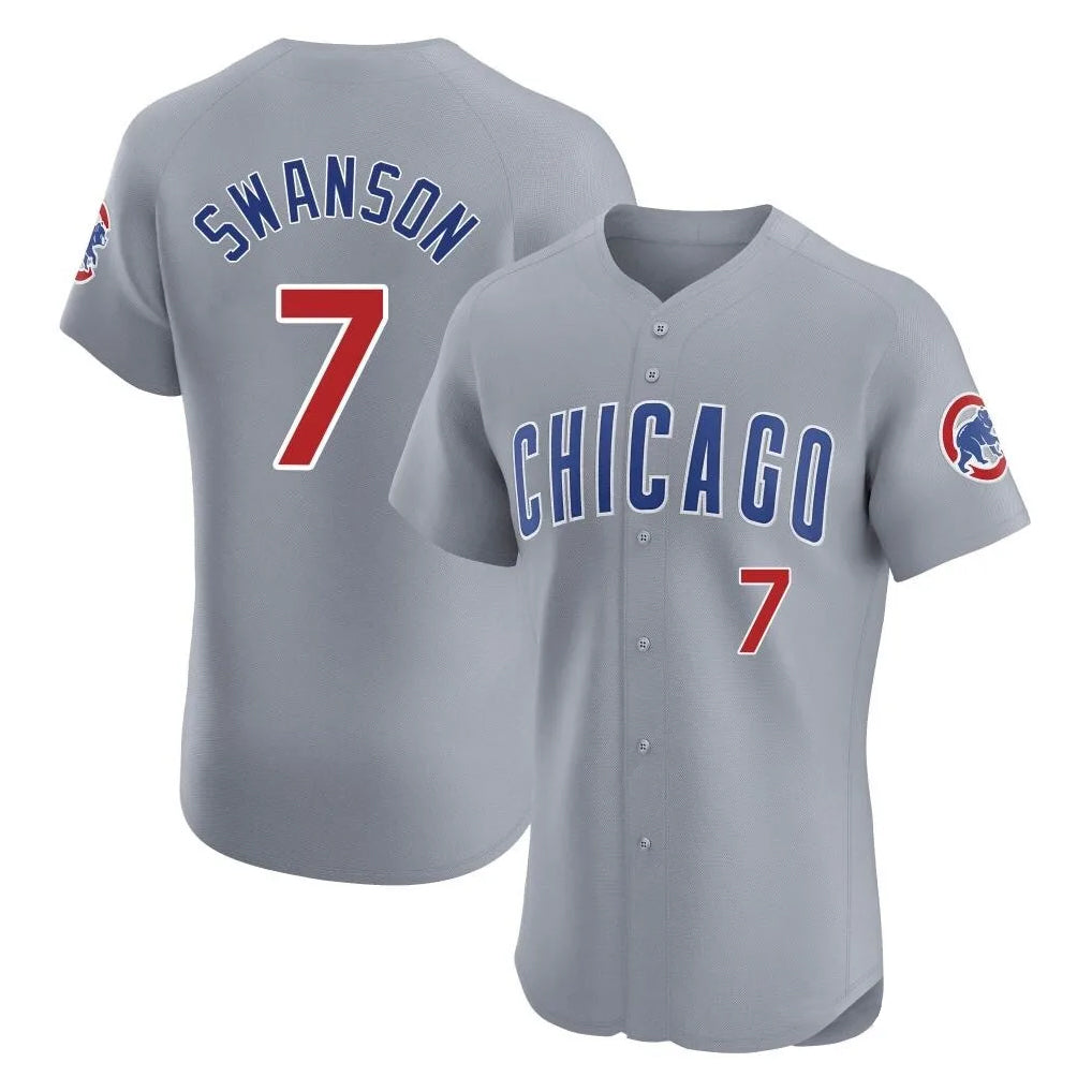Johmsee C.Cubs #7 Dansby Swanson Player Gray Road Limited Elite Home Stitched Jerseys