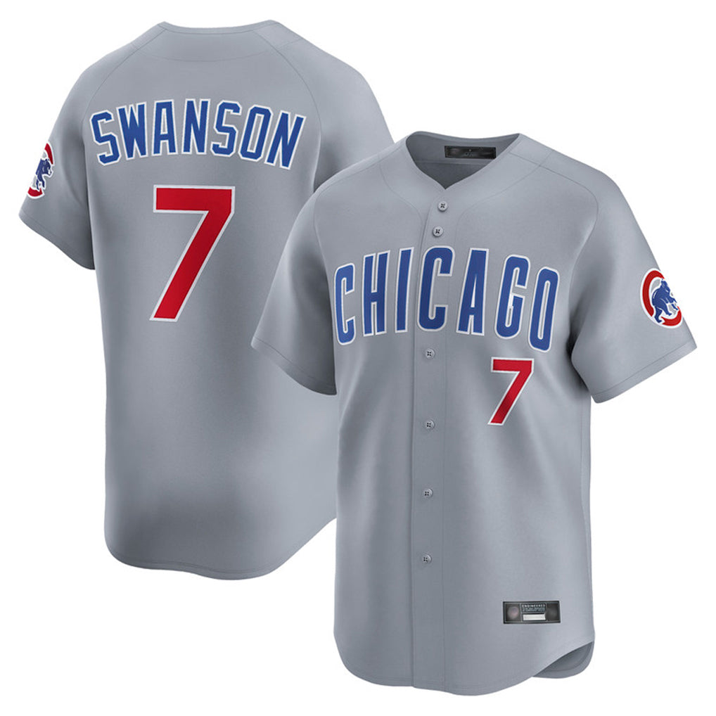 Johmsee C.Cubs #7 Dansby Swanson Player Gray Road Limited Home Stitched Jerseys