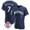 Johmsee C.Cubs #7 Dansby Swanson Player Navy City Connect 150th Anniversary Limited Elite Home Stitched Jerseys
