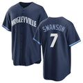 Johmsee C.Cubs #7 Dansby Swanson Player Navy City Connect Home Game Stitched Jerseys