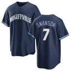 Johmsee C.Cubs #7 Dansby Swanson Player Navy City Connect Home Game Stitched Jerseys