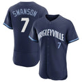 Johmsee C.Cubs #7 Dansby Swanson Player Navy City Connect Limited Elite Home Stitched Jerseys