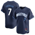 Johmsee C.Cubs #7 Dansby Swanson Player Navy City Connect Limited Home Stitched Jerseys
