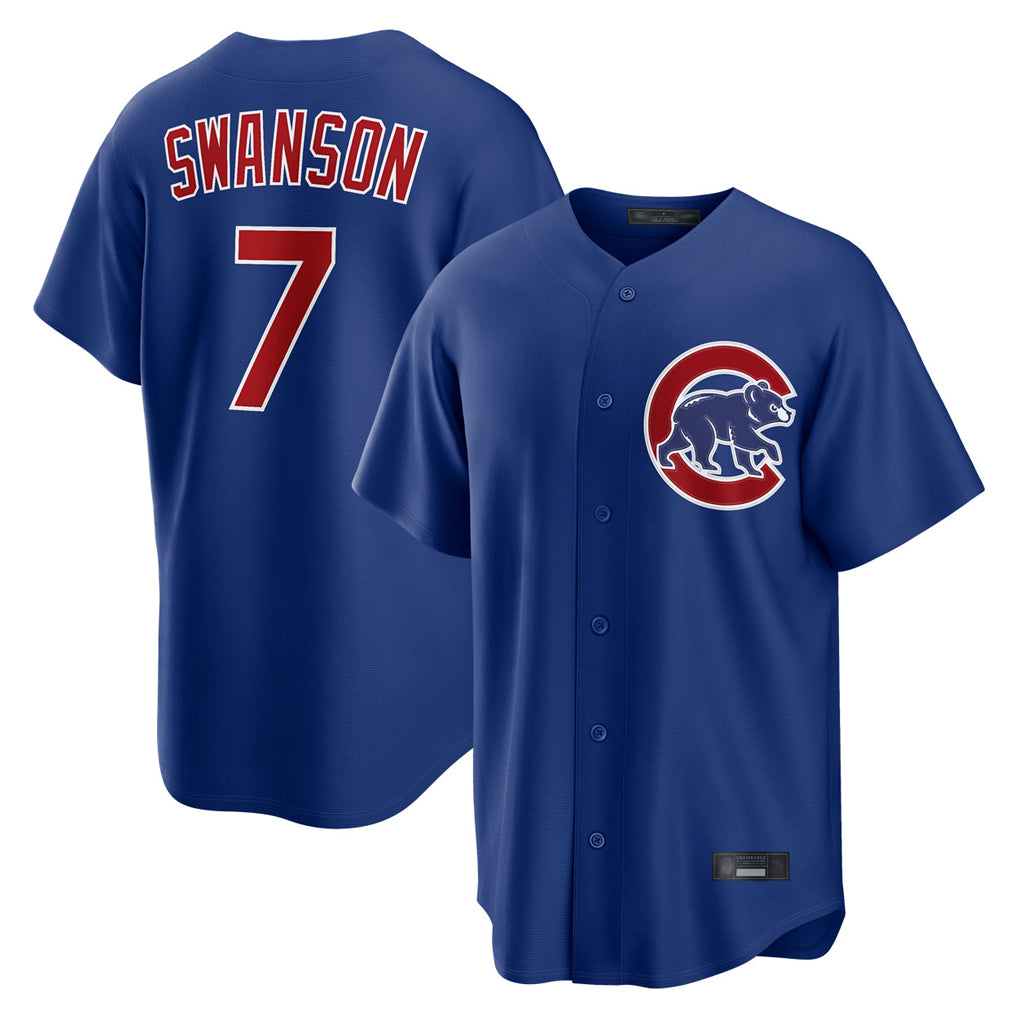 Johmsee C.Cubs #7 Dansby Swanson Player Royal Home Game Stitched Jerseys