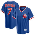 Johmsee C.Cubs #7 Dansby Swanson Player Royal T-shirt Cooperstown Collection Limited Stitched Jerseys