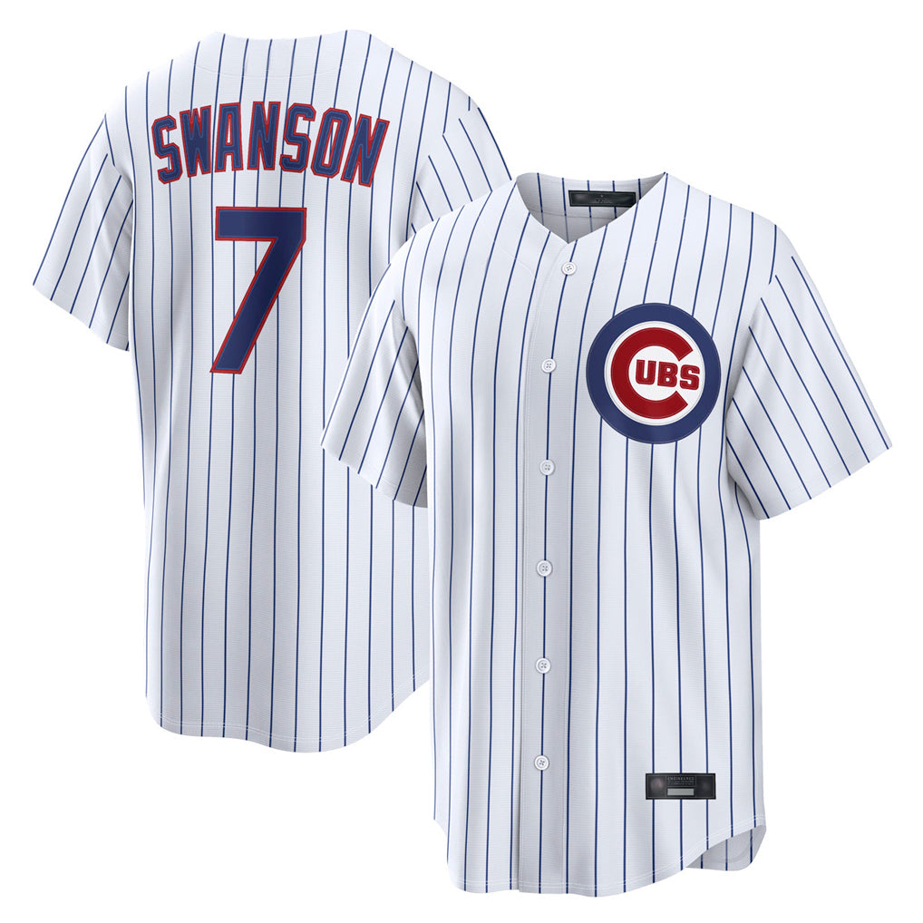 Johmsee C.Cubs #7 Dansby Swanson Player White Game Home Stitched Jerseys